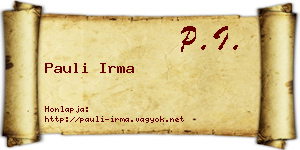 Pauli Irma névjegykártya